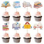 Ercadio 32PCS Reading Books Cupcake Toppers Glitter Back To School Cake Picks Rich books for Baby Shower Birthday Teachers ' Day Reading Day Party Cake Decoration Supplies