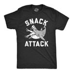 Mens Snack Attack T Shirt Funny Shark Bite Eating Snacking Joke Tee for Guys Mens Funny T Shirts Shark T Shirt for Men Funny Sarcastic T Shirt Novelty Tees Black - L