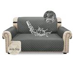 Granbest Waterproof Sofa Cover 2 Seater Non-Slip Loveseat Cover with Elastic Straps, Washable Sofa Protector for Kids, Pets, Dogs, Cats Four Seasons Universal (2 Seater, Grey)