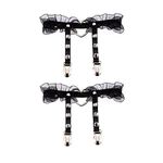 alisikee 2pcs Adjustable Lace Heart-Shaped Thigh Garter with Anti-Slip Clips, Elastic Leg Garter for Ladies, Black