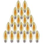 E27 Edison Screw Fitting LED Light Bulb 4W 35Watt Equivalent, Energy Saving, Filament Candle Chandelier Light Bulbs, Amber 2200K, Long-Lasting, Bright Led Bulbs, 380 Lumen, Non-Dimmable, Pack of 20