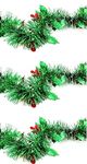 Moira Pack of 3 Leaves & Berries Metallic Artificial Garlands 5 Ft for Mantle, Christmas Tree Decor