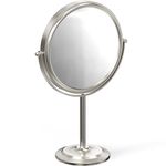 DecoBros Makeup Mirror 8-inch LARGE Tabletop Two-sided Swivel Vanity Mirror with 7X Magnification, Nickel