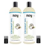 Rey Naturals Extra Virgin Coconut Oil Cold Pressed | Hair Growth Oil For Men & Women | Cold pressed Coconut Oil For All Skin & Hair Types | Coconut Hair Oil For Healthy Hair - 200ml Each