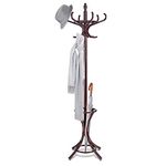 Multigot Coat Rack, Wooden Hat Clothes Hall Tree Hanger with Umbrella Holder and 12 Hooks, Freestanding Scarf Display Organizer Stand for Home Dormitory Office (Mahogany)