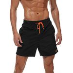 JustSun Mens Swim Shorts with Zip Pockets Swimming Shorts Board Shorts Quick Dry Beach Swim Trunks Surf Shorts Mesh Lining Black Large