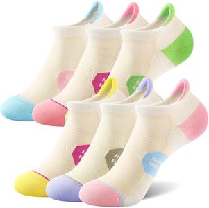 CS CELERSPORT 6 Pack Women's Ankle Running Socks Cushioned Low Cut Tab Athletic Socks, Cream Pastel, Small
