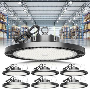 ELEKICO Super Bright 250w UFO LED High Bay Light 35000lm with Plug 5ft Cable (Eqv.1000w Mh/Hps/Hid),5000k High Bay Led Shop Lights Garage Lighting for Garage Factory Workshop Warehouse Barn -6pack