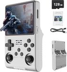 R36S 64GB Handheld Retro Gaming Console, Built-in over 20000+ Classic Games, Linux System with 3.5" HD MIPI IPS Screen,3500mAh Portable Gaming & Entertainment Device (White, 128GB)