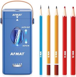 AFMAT Electric Pencil Sharpener, Fully Automatic Pencil Sharpener for 6-12mm No.2/Jumbo Pencils, Auto in & Out, 5 Sharpness Modes, Rechargeable Heavy Duty Sharpeners for Classroom/Home/Office PSC7