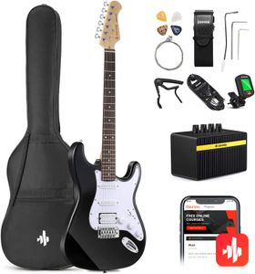 Donner 39" Electric Guitar Kit – Black, Beginner Starter Set