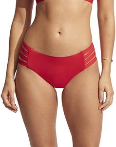 Seafolly Women's Standard Multi Strap Hipster Bikini Bottom Swimsuit, Eco Collective Chilli Red, 8