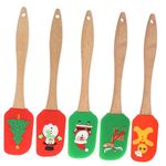 FELTECHELECTR 5pcs Cream Spatula Frosting Spatula Wooden Handles Silicone Baking Sheet Christmas Cake Decorating Spatula Christmas Rubber Spatula Cake Baking Scraper Wear-resistant Baking Tool