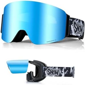 Odoland Flip Up Ski Goggles for Men Women, Flip Up Snow Snowboard Goggles Reflective Lens for Instant Defogging