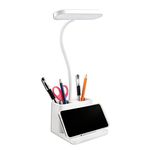 SCNNC LED Desk Lamp 5W White With Phone & Pen Holder, 3 Modes and 3 Brightness Dimmable, LED Touch Desk Lamp USB Rechargeable Bedroom Table Light, Portable Desk Lamp for Home Office Work Study