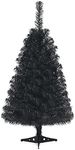 Goplus 3ft Unlit Black Christmas Tree, Artificial Halloween Tree, Premium Small Xmas Tree for Home Office School Decoration