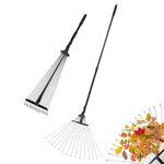 Munnie Adjustable Garden Rake (38-63 Inch) with 25 Tines – Lightweight, Durable, and Versatile Rake for Soil, Moss, and Lawn Levelling – Suitable for Artificial Grass, Lawns, and Outdoor Clean-Up