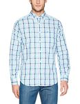 Nautica Men's Wrinkle Resistant Long Sleeve Button Front Shirt, White, Blue, Green, Large