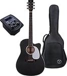 Stretton Payne Electro-Acoustic Dreadnought Cutaway Acoustic Guitar with an Active EQ Electric Pickup and Built in Chromatic Tuner - includes a Deluxe 5mm Padded Gig Bag - Soft Black