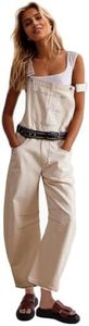 Womens Denim Bib Overalls Barrel Leg Adjustable Straps Jean Jumpsuit