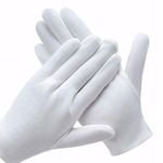 Coyaho 6 Pairs White Cotton Gloves, White Gloves For Inspection Photo Jewelry Silver Coin Archive Serving Costume, Cotton Gloves For Dry Hands Women Men Eczema Moisturizing Spa