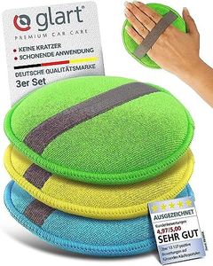 Glart 43PP microfibre hand polishing sponge set of 3, 130x25 mm, wax applicator pad for waxes, polishes, paint cleaner, car polish, motorcycle polish, instead of polishing machine