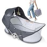 beberoad Portable Baby Bed Travel Bassinet Foldable Infant Crib, Baby Cots Portable Cots for Newborn, Babies, Toddlers with Mattress, Mosquito and Sunshde Net (Dark Grey)