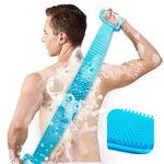 Silicone Back Scrubber for Shower, Double Side Bathing Brush for Skin Deep Cleaning, Dead Skin Removal Exfoliating & Massage Body Washer with Handle, Body Brush for Men and Women Pack Of 1 (Multicolor)