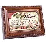 Cottage Garden Aunt Woodgrain Music Box / Jewellery Box Plays Amazing Grace