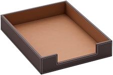 Leather Letter Tray, Thipoten Elegant Desk Organizer for Office Supplies, Mail, Paper, File, Magazine, Perfect Office Organization for Desktop(Brown)