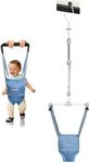 Cowiewie 2 in 1 Baby Door Jumper w/Baby Walking Harness Function, Baby Jumper with Door Clamp Adjustable Strap and Seat, Blue