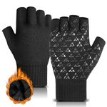 DOVAVA Fingerless Gloves for Men Women,Winter Gloves Anti-Slip,Touchscreen Knit Gloves with Thermal Fleece Lining for Driving Outdoor,Black