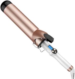 Hoson 50mm Curling Tongs Large Barrel for Long Hair, Big Barrel Curling Wand Iron Dual Voltage,Ceramic Tourmaline Coating with LCD Display, Glove Include