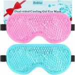 BeeVines Cooling Eye Mask, 2 Pack Gel Cold Eye Mask for Puffy Eyes, Eye Mask for Dark Circles, Dry Eyes, Cold & Warm Sleep Compress for Post Surgery, Puffiness, Allergies (01 Blue & Pink)