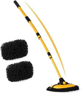 anngrowy 56.7" Car Wash Brush Mop Kit Mitt Sponge with Long Handle Car Cleaning Supplies Kit Tools Car Washing Duster Exterior Scratch Free, Chenille Replacement Head Extension Pole