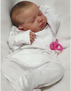 DSONE 19 inch Reborn Baby Dolls Lovely Soft Vinyl Realistic Newborn Body Doll Cloth Body Lifelike Newborn Sleeping Baby