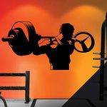 Gym Workout, Weight Lifting, Muscles, Bodybuilder, Athletic - Wall Sticker Decal [Black]