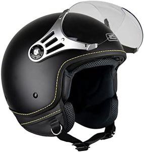 G-MAC Metro Evo Jet Open Face Retro Classic ECE 2205 Motorcycle Scooter Helmet (Satin Black, L)