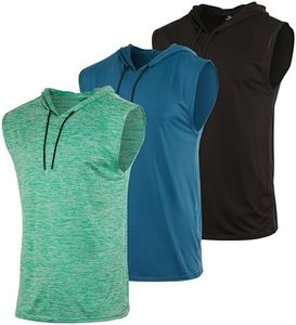 3 Pack: Big & Tall Men’s Dry Fit Moisture Wicking Hooded Tank Top Active Athletic Hoodie Pullover Workout Running Fitness Gym Sports Bodybuilding Casual Outdoor Muscle top - Set 7, 3XLT