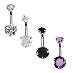 YHMM 14G Surgical Steel Belly Button Rings, Internally Threaded Round CZ Navel Barbell Stud for Women Men, Stainless Steel, cubic zirconia