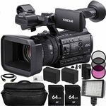 Sony PXW-Z150 4K XDCAM Camcorder 64GB Bundle 14PC Accessory Kit. Includes 2 64GB SD Memory Cards + 2 Replacement F970 Batteries + AC/DC Rapid Home & Travel Charger + More