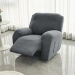 HOKIPO Premium 170gsm, Jacquard 1 Seater Recliner Sofa Cover, Dark Grey (AR-5360-DGRY)