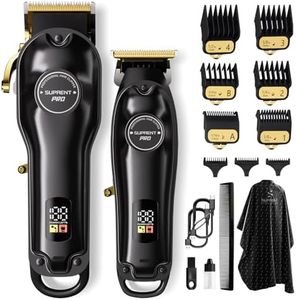 SUPRENT Professional Hair Clippers for Men, Cordless Hair Cutting Kit, Barber Clippers & Zero-gapped Trimmer Combo with Type-C Rechargeable, Titanium Plated Ceramic Blade(Black)