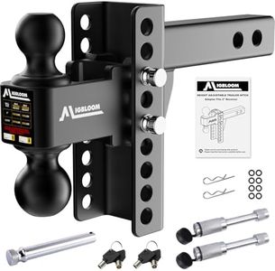 Adjutable Trailer Hitch- Fits 2.5-Inch Receivers- 6-Inch Drop/Rise, Includes 2-Inch and 2-5/16-Inch Ball Mounts, Suitable for Trucks, 20,000 LBS GTW, Double Stainless SteeLl Locks & Hitch Pin,Black