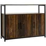 HOMCOM Industrial Kitchen Sideboard, Buffet Cabinet with Storage Open Compartment and Adjustable Shelves, Rustic Brown