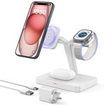 JoyGeek 3-in-1 Charger Stand for Magsafe, Magnetic Charging Station for iPhone 15/14/13/12 Pro Max/Plus/Mini, Wireless Charger Dock for Apple Watch Ultra 2/Series 9/8/7/6/5/4/3, Air Pods Pro 3rd/2nd