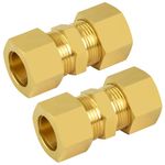 MuHize Brass Compression Tube Fitting - Upgraded 5/8" OD Compression Union Connector Straight Pipe Fittings for Industrial Use or Trucks Trailers(Pack of 2)