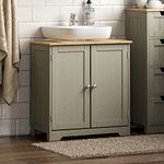 Bath Vida Priano Under Sink Bathroom Cabinet Floor Standing Storage Cupboard Basin Unit, Grey & Oak