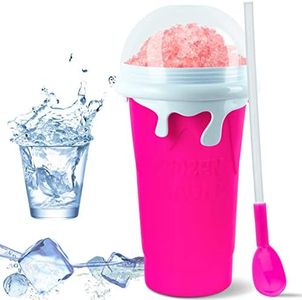 Slushie Maker Cup, Double Layer Squeeze Cup Slushy Maker Slushy Maker Cup, Slushie Squeeze Cup, 500ml Slushie Maker Cup for Homemade Milkshake, DIY Smoothie Maker for Kids(500ml/Pink/A)