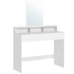 VASAGLE Dressing Table with Large Mirror, Vanity Table with 2 Drawers and 3 Compartments, Makeup Table, Modern, 40 x 100 x 140 cm, White RDT163W01